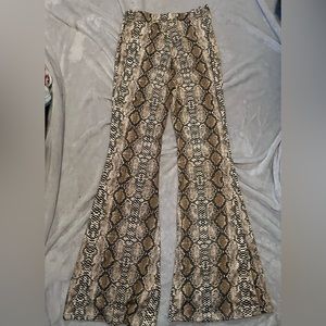 Snake print flare bottom leggings